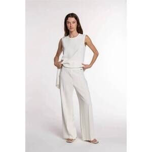 NEW NAULOVER straight leg double crepe pant in crudo